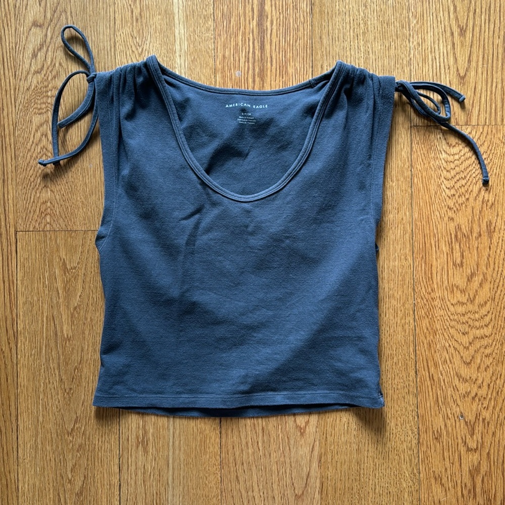 American Eagle Navy Tie Sleeve Top Small